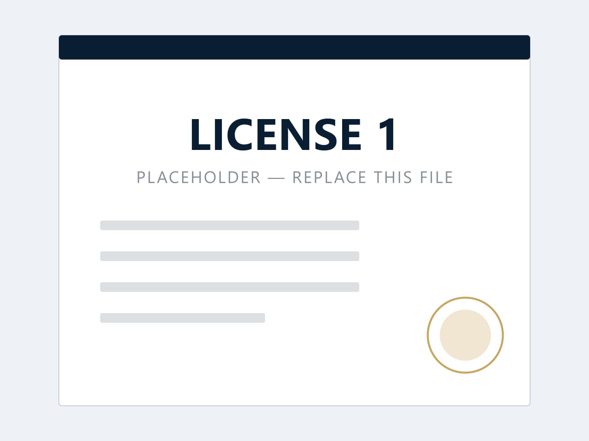 License 1 certificate issued by Issuing authority name