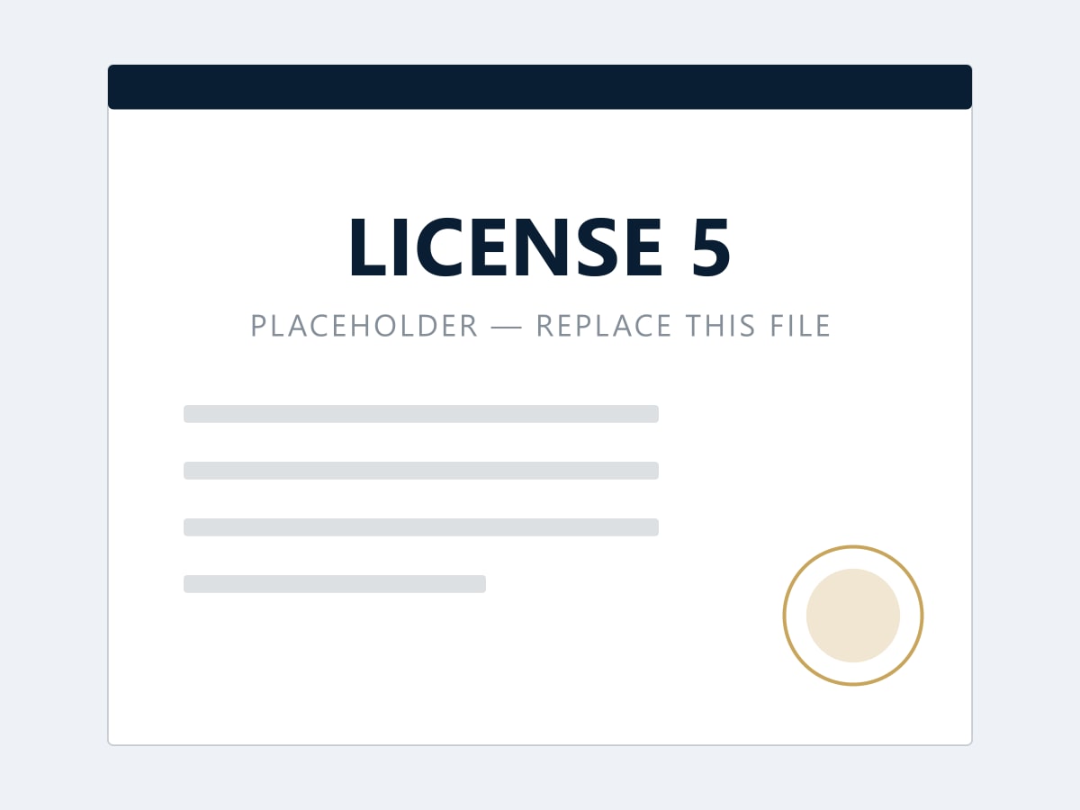 License 5 certificate issued by Issuing authority name